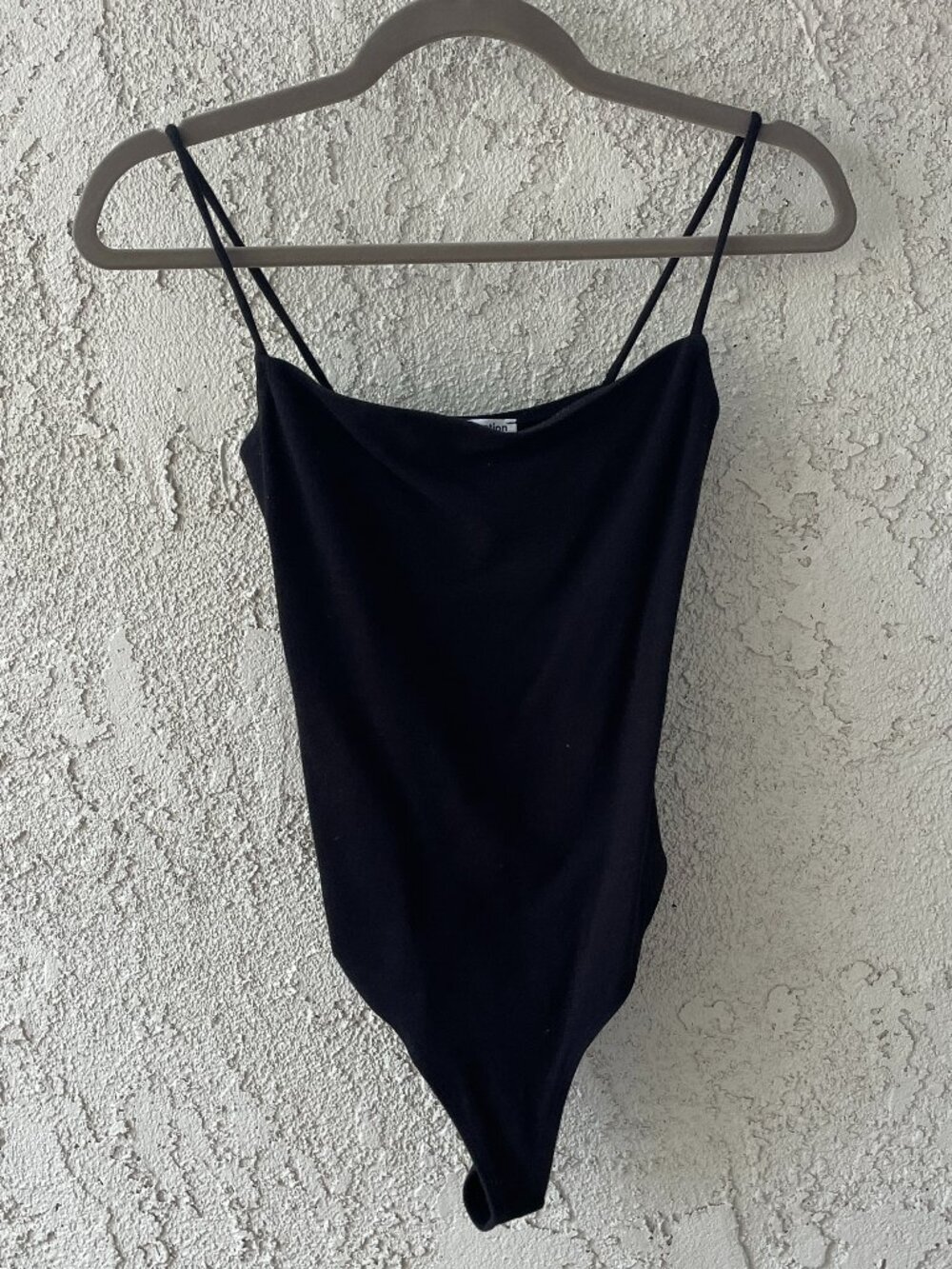 Reformation Black Organic Cotton Scoop Neck Spaghetti Strap Bodysuit Size Small